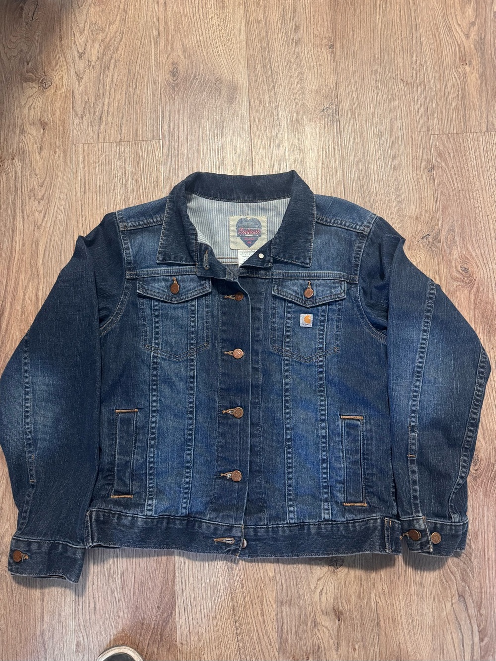 Vintage Carhartt Dark Blue Denim Trucker Jacket